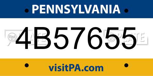 4B57655 Pennsylvania License Plate