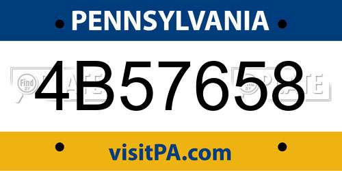4B57658 Pennsylvania License Plate