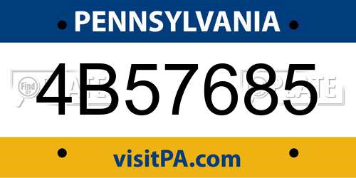 4B57685 Pennsylvania License Plate