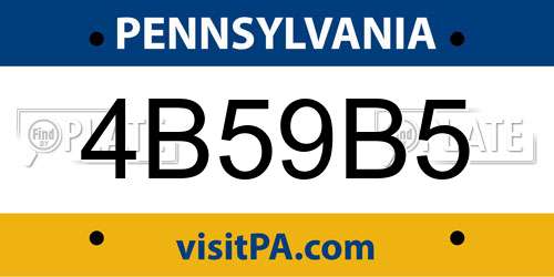 4B59B5 Pennsylvania License Plate