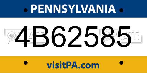 4B62585 Pennsylvania License Plate