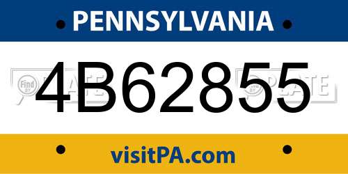 4B62855 Pennsylvania License Plate