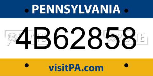 4B62858 Pennsylvania License Plate