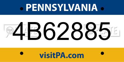 4B62885 Pennsylvania License Plate