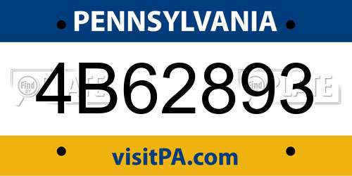 4B62893 Pennsylvania License Plate