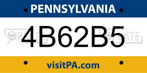 4B62B5 Pennsylvania License Plate