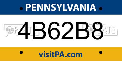 4B62B8 Pennsylvania License Plate