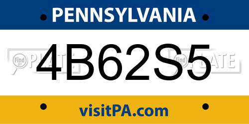 4B62S5 Pennsylvania License Plate