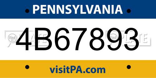 4B67893 Pennsylvania License Plate
