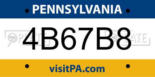 4B67B8 Pennsylvania License Plate