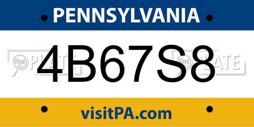 4B67S8 Pennsylvania License Plate
