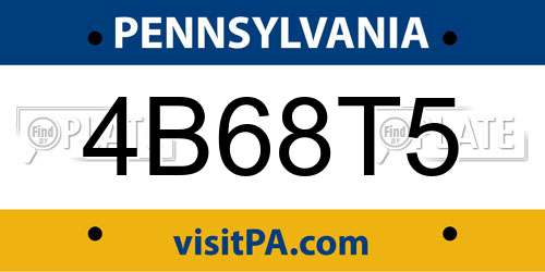 4B68T5 Pennsylvania License Plate