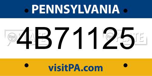 4B71125 Pennsylvania License Plate