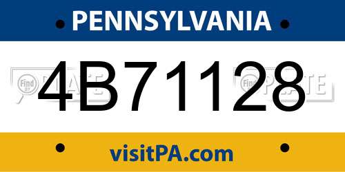 4B71128 Pennsylvania License Plate