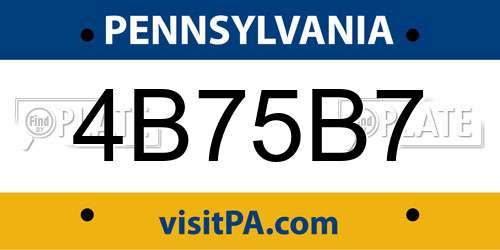 4B75B7 Pennsylvania License Plate