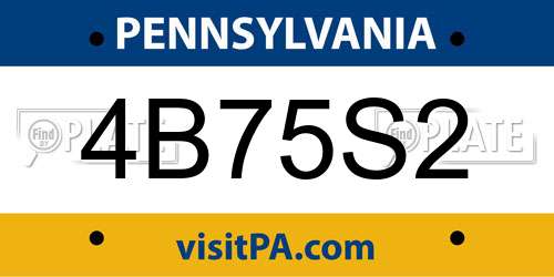 4B75S2 Pennsylvania License Plate