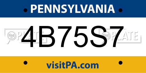 4B75S7 Pennsylvania License Plate