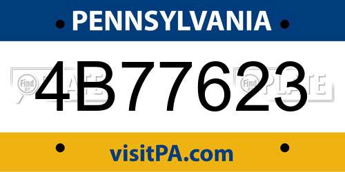 4B77623 Pennsylvania License Plate