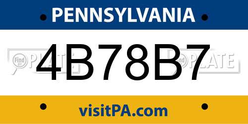 4B78B7 Pennsylvania License Plate