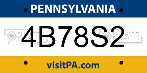 4B78S2 Pennsylvania License Plate