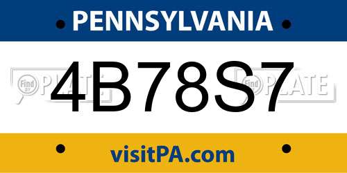 4B78S7 Pennsylvania License Plate