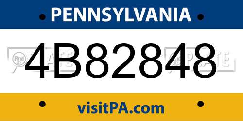 4B82848 Pennsylvania License Plate
