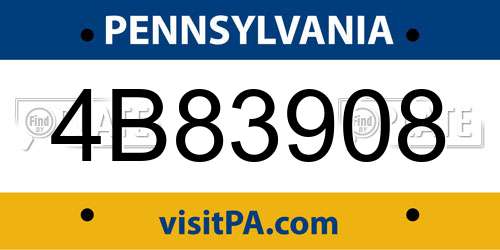 4B83908 Pennsylvania License Plate