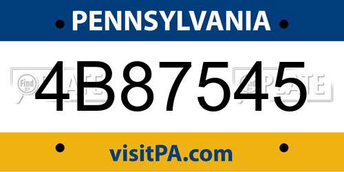 4B87545 Pennsylvania License Plate