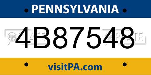 4B87548 Pennsylvania License Plate