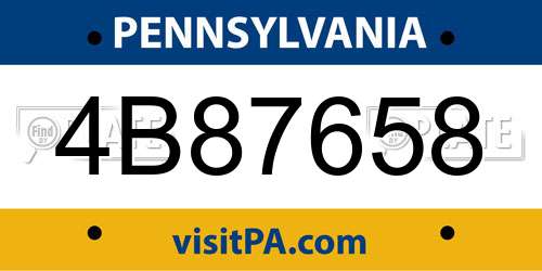 4B87658 Pennsylvania License Plate