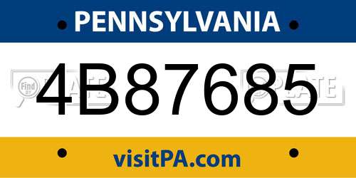 4B87685 Pennsylvania License Plate