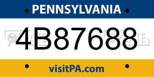4B87688 Pennsylvania License Plate