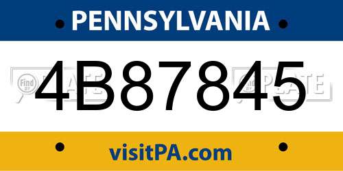 4B87845 Pennsylvania License Plate