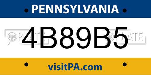 4B89B5 Pennsylvania License Plate