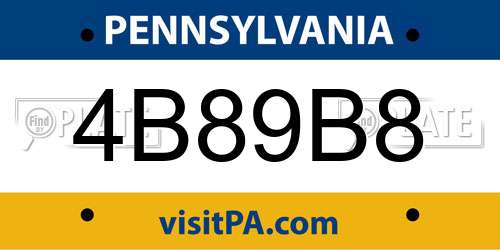 4B89B8 Pennsylvania License Plate