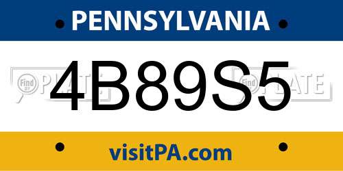 4B89S5 Pennsylvania License Plate