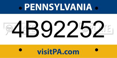 4B92252 Pennsylvania License Plate