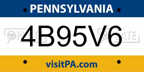 4B95V6 Pennsylvania License Plate