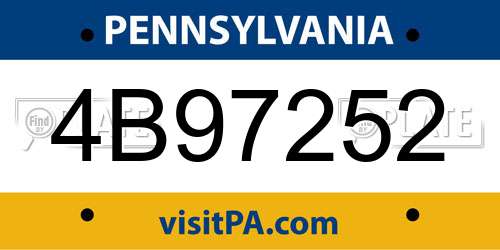 4B97252 Pennsylvania License Plate