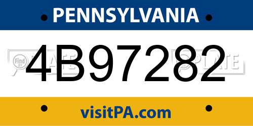 4B97282 Pennsylvania License Plate