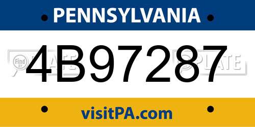 4B97287 Pennsylvania License Plate