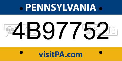 4B97752 Pennsylvania License Plate