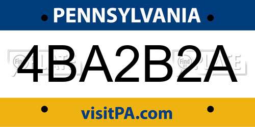 4BA2B2A Pennsylvania License Plate