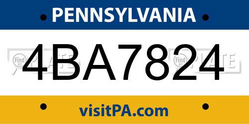 4BA7824 Pennsylvania License Plate