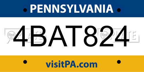 4BAT824 Pennsylvania License Plate