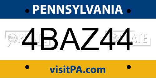 4BAZ44 Pennsylvania License Plate