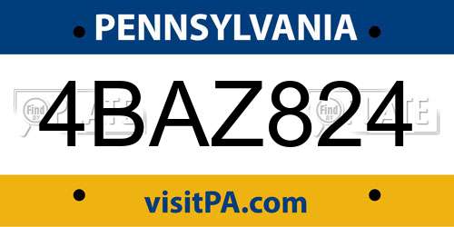 4BAZ824 Pennsylvania License Plate