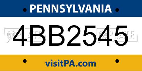 4BB2545 Pennsylvania License Plate
