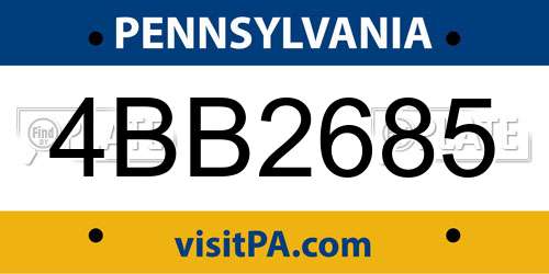 4BB2685 Pennsylvania License Plate