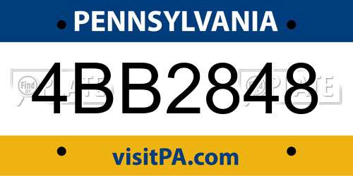 4BB2848 Pennsylvania License Plate